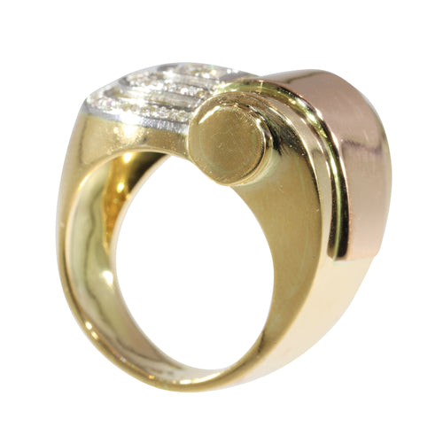 Bague 54 Bague vintage années 1950 en or 18K, platine et diamants 58 Facettes 24275-0277