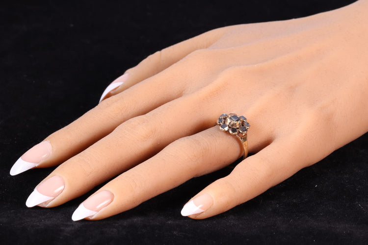 Bague 59 Bague cluster de diamants ancienne en or jaune 18K, vers 1600 58 Facettes 24278-0234