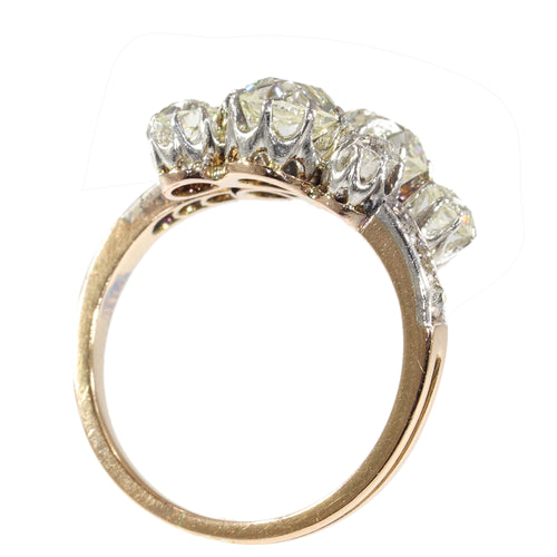 Bague 55 Bague Toi et Moi victorienne en or rose 18K et platine, diamants 2,57 ct 58 Facettes 24320-0163