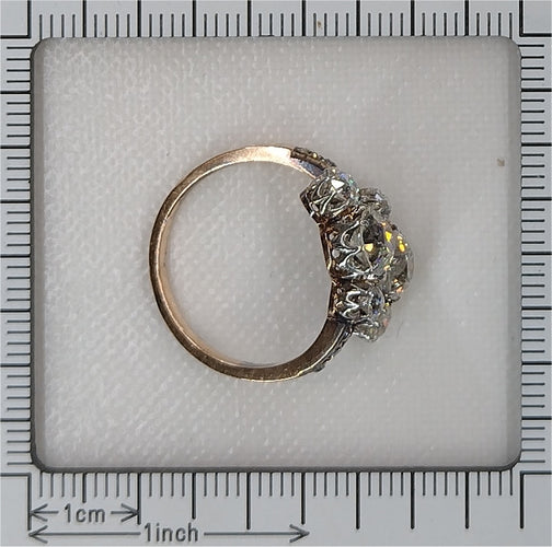 Bague 55 Bague Toi et Moi victorienne en or rose 18K et platine, diamants 2,57 ct 58 Facettes 24320-0163