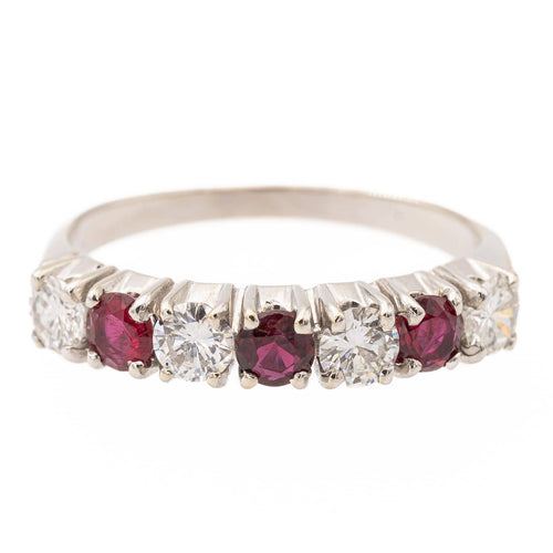 Bague 54 Bague demi-alliance en or blanc 18 carats, rubis et diamants 58 Facettes 2432020CN