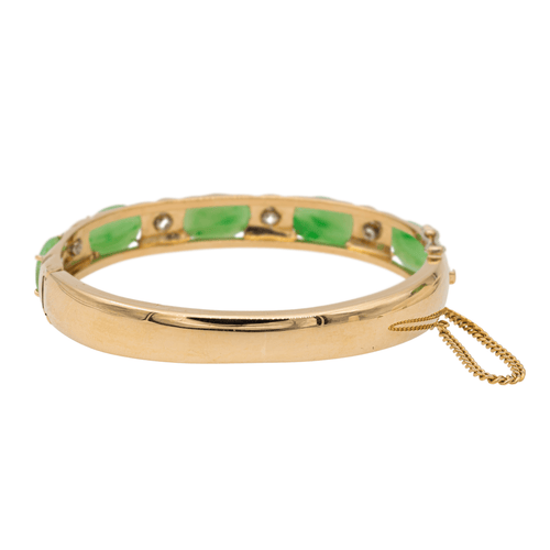 Bracelet Bracelet jonc en or jaune 18 carats avec jade jadéite et diamants 58 Facettes 2432026CN