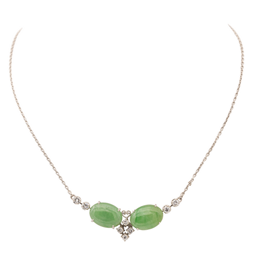 Collier Collier en or blanc 18 carats avec jades jadéite et diamants 58 Facettes 2432041CN