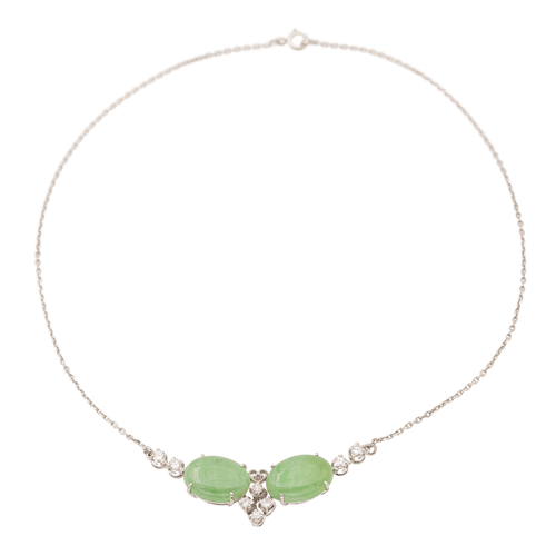 Collier Collier Or blanc Jade jadéite, Diamant 58 Facettes 2432041CN