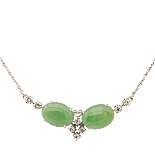 Collier Collier en or blanc 18 carats avec jades jadéite et diamants 58 Facettes 2432041CN