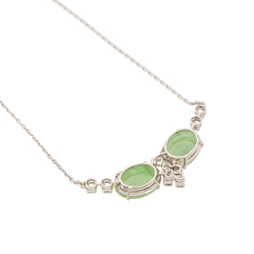 Collier Collier Or blanc Jade jadéite, Diamant 58 Facettes 2432041CN