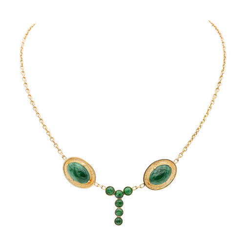 Collier Collier motifs géométriques en or jaune 18 carats et jade jadéite 58 Facettes 2432042CN