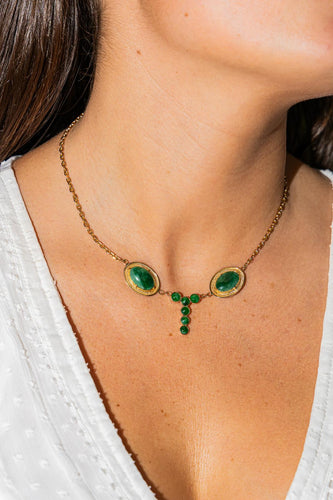 Collier Collier motifs géométriques en or jaune 18 carats et jade jadéite 58 Facettes 2432042CN