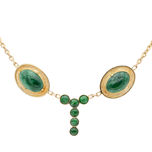 Collier Collier motifs géométriques en or jaune 18 carats et jade jadéite 58 Facettes 2432042CN