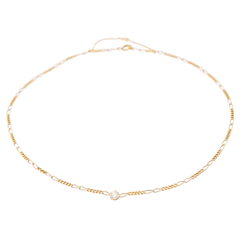 Collier Collier - Maille figaro en or jaune 18 carats et diamant 58 Facettes 2432046CN