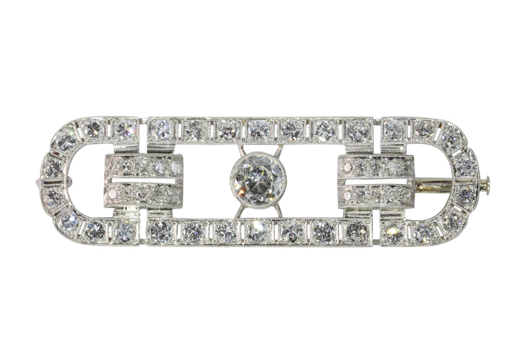 Broche Broche barrette vintage années 1950 en platine et diamants 4,92 ct 58 Facettes 24338-0164