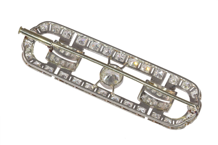 Broche Broche barrette vintage années 1950 en platine et diamants 4,92 ct 58 Facettes 24338-0164