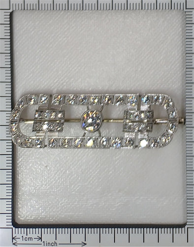 Broche Broche barrette vintage années 1950 en platine et diamants 4,92 ct 58 Facettes 24338-0164
