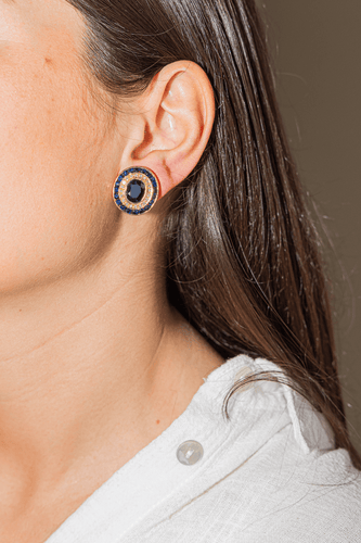 Boucles d'oreilles Boucles d’oreilles en or jaune 18 carats, saphirs et diamants 58 Facettes 2441314CN