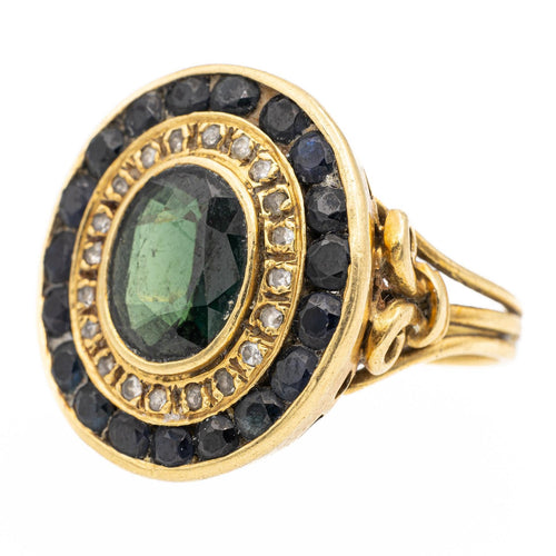 Bague 52 Bague en or jaune 18 carats avec saphirs et diamants 58 Facettes 2441315CN