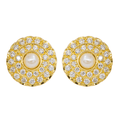 Boucles d'oreilles Boucles d’oreilles - Or jaune 18 carats, perles et diamants 58 Facettes 2441317CN