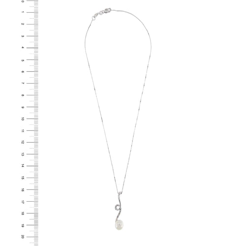 Collier Yukiko - Collier à maille vénitienne en or blanc 18 kt avec perle et diamants 58 Facettes 24476