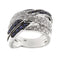 Bague 57 Bague bande croisée en or blanc 18 ct avec diamants et saphirs 58 Facettes 24509