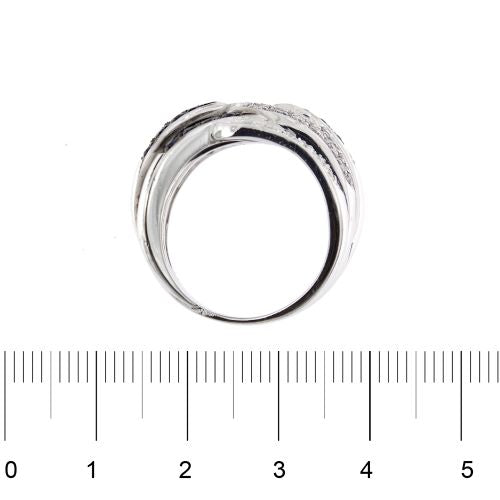 Bague 57 Bague bande croisée en or blanc 18 ct avec diamants et saphirs 58 Facettes 24509