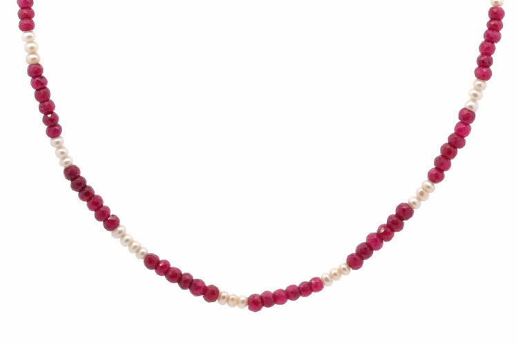 Collier Collier en perles de culture et rubis facettés 58 Facettes 24653