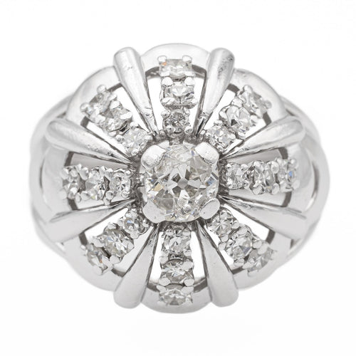Bague 57 Bague rétro en platine 950 pavée de diamants taille ancienne 58 Facettes 2472910CN