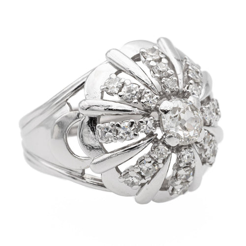 Bague 57 Bague rétro en platine 950 pavée de diamants taille ancienne 58 Facettes 2472910CN