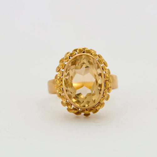 Bague 56 Bague Citrine Facettée Or Jaune 58 Facettes DV0375-1