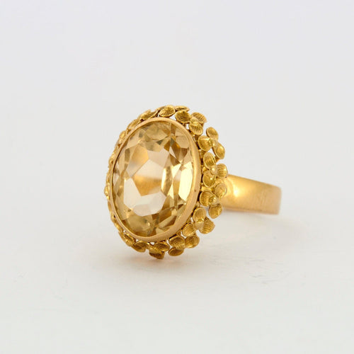 Bague 56 Bague Citrine Facettée Or Jaune 58 Facettes DV0375-1