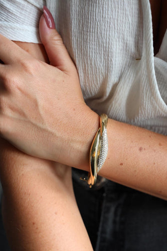 Bracelet Bracelet jonc en or jaune 18 carats pavé de diamants 58 Facettes 2488947CN