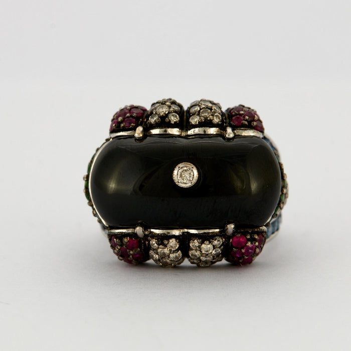 Bague 55 Bague Cocktail Onyx Cabochon 58 Facettes DV0156-3