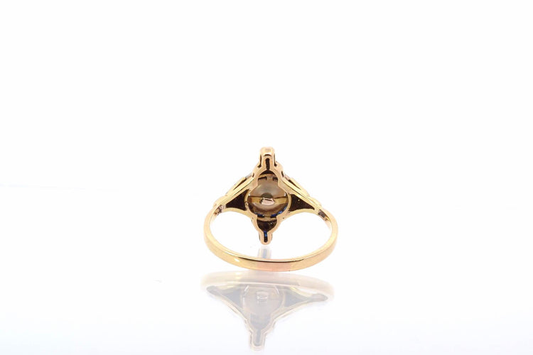 Bague 55 Bague en or jaune et platine avec perle, diamants et saphirs 58 Facettes 24969