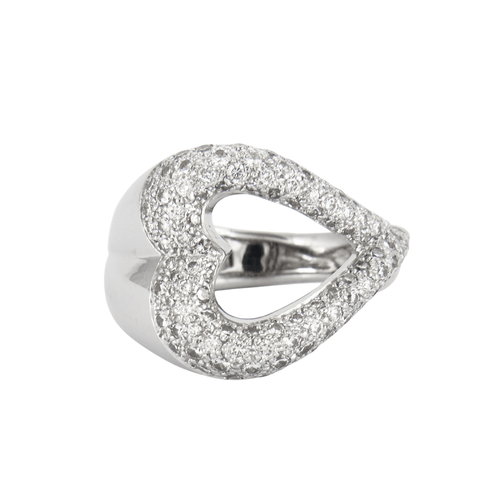 Bague 50 Bague Coeur pavage Diamants 58 Facettes DV0120-1