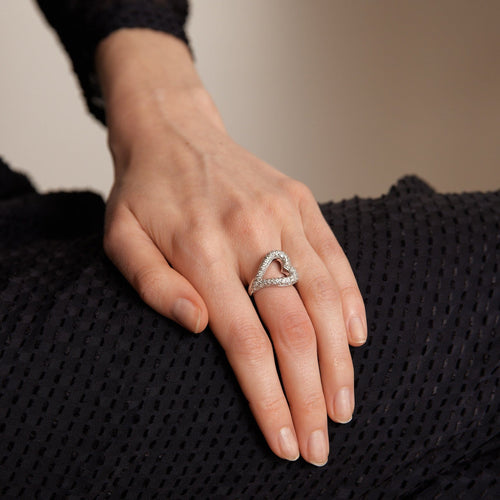 Bague 50 Bague Coeur pavage Diamants 58 Facettes DV0120-1