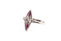 Bague 55.5 Bague marquise en or blanc avec diamants et rubis 58 Facettes 24974