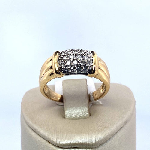 Bague 62 Bague pavée de diamants 0,44 ct en or jaune 18 carats 58 Facettes 250001