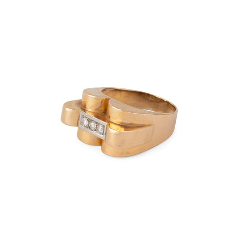 Bague 61 Bague Tank vintage en or jaune et 3 diamants 58 Facettes 1