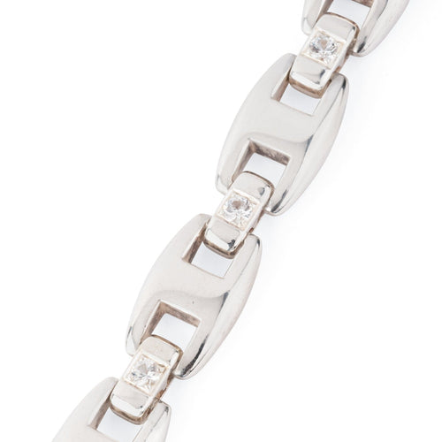 Bracelet Hermès - Bracelet Cassiopé en argent 925 et saphirs blancs 58 Facettes 0