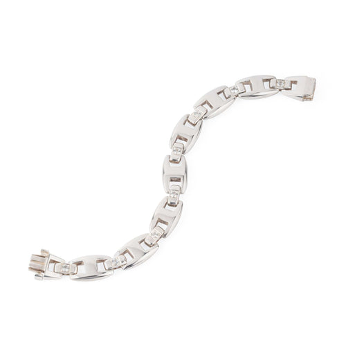 Bracelet Hermès - Bracelet Cassiopé en argent 925 et saphirs blancs 58 Facettes 0