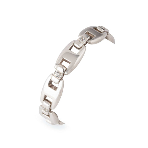 Bracelet Hermès - Bracelet Cassiopé en argent 925 et saphirs blancs 58 Facettes 0