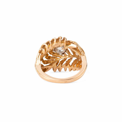 Bague 55 Bague plume sertie d’un diamant taille ancienne en or jaune 18k 58 Facettes 1
