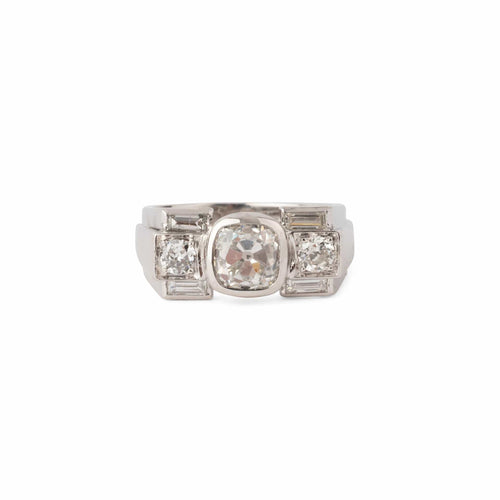 Bague 52 Bague Art Déco en platine et or jaune 18k et diamants 58 Facettes 1