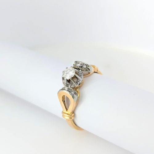 Bague 57 Bague Art déco en or jaune et or blanc sertie de diamants 58 Facettes 25038