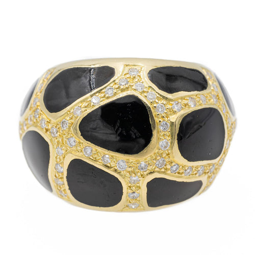 Bague 52 Bague cocktail en or jaune 18 carats, diamants et laque noire 58 Facettes 2505460CN