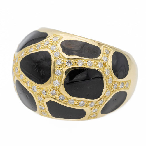 Bague 52 Bague cocktail en or jaune 18 carats, diamants et laque noire 58 Facettes 2505460CN
