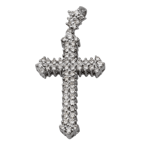 Pendentif Pendentif croix en or blanc 18 carats et diamants 58 Facettes 2505463CN