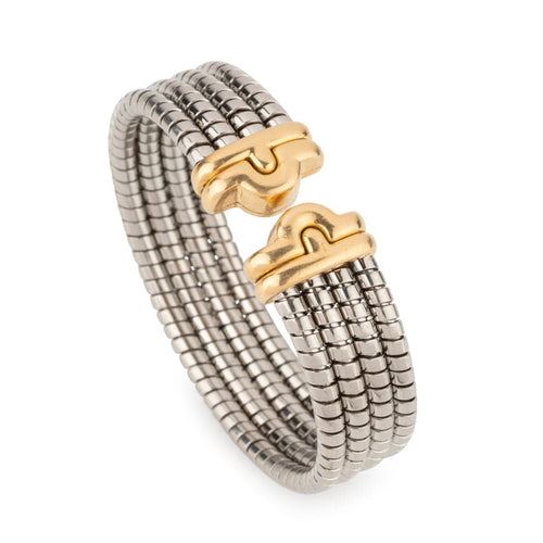 Bracelet Bvlgari - Bracelet Parentesi tubogaz en acier et or jaune 58 Facettes 1
