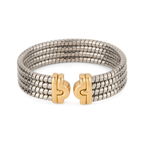 Bracelet Bvlgari - Bracelet Parentesi tubogaz en acier et or jaune 58 Facettes 1