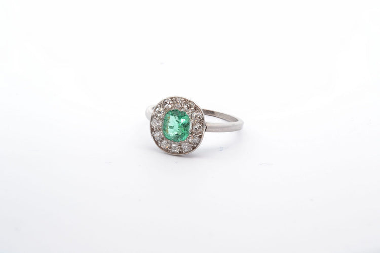 Bague 60 Bague 1920 en platine avec émeraude et diamants 58 Facettes 25077