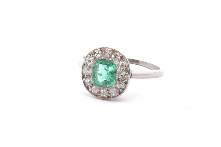 Bague 60 Bague 1920 en platine avec émeraude et diamants 58 Facettes 25077
