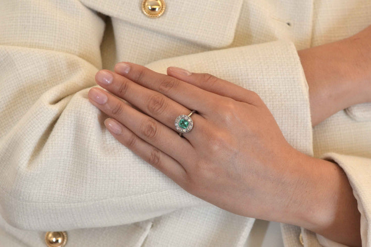 Bague 60 Bague 1920 en platine avec émeraude et diamants 58 Facettes 25077